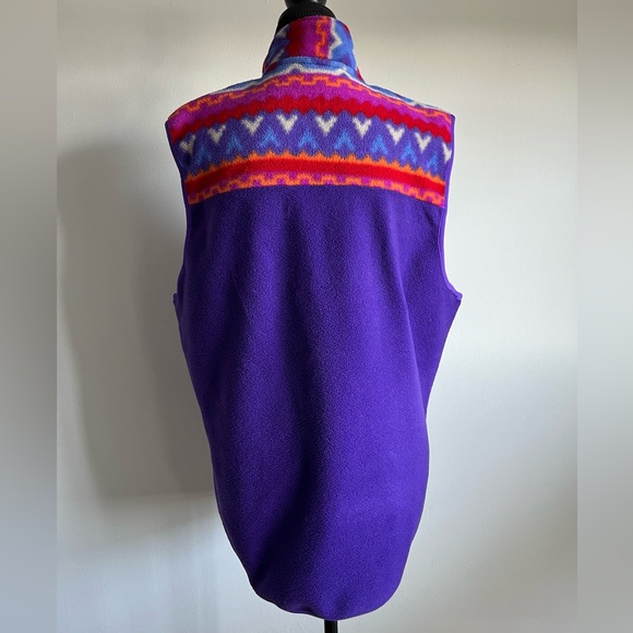 ‼️SOLD 1990s Vintage MEC Aztec Print Polar Fleece Unisex Full Zip Vest Size L - Picture 6 of 10